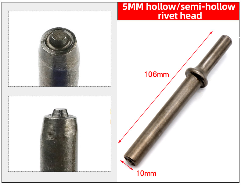HIFESON Pneumatic Rivet Head Semi Hollow Solid Rivet Head Traffic Advertising Sign Rivet Head Pneumatic Hammer: 5mm semi-hollow head
