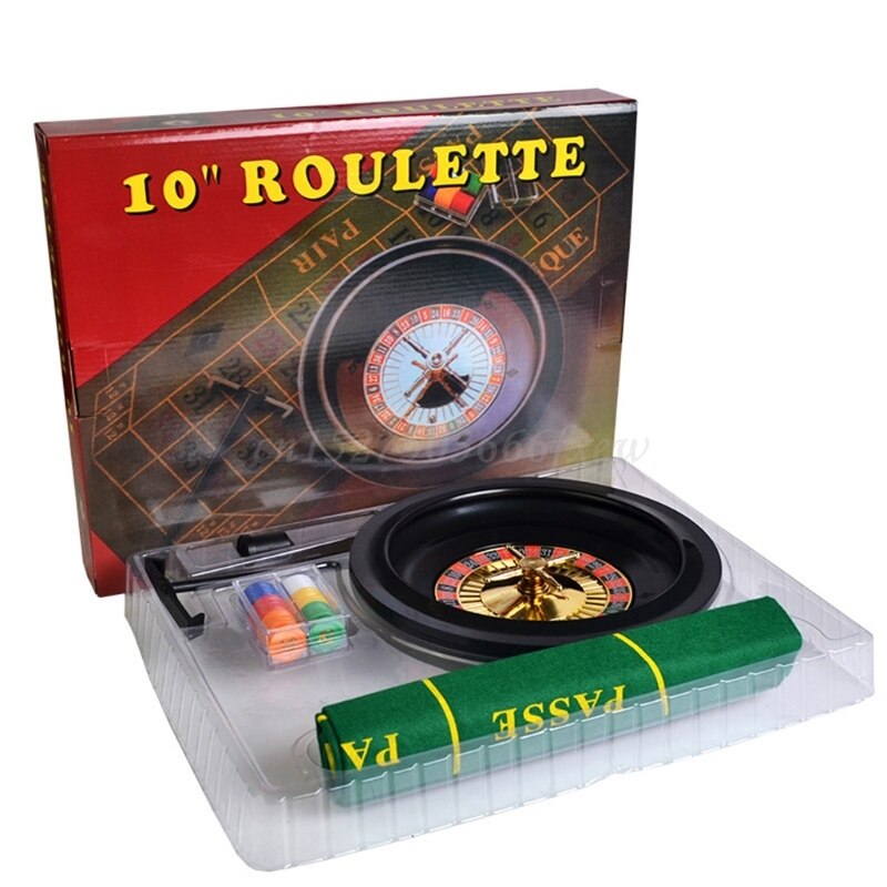 10 Inch Roulette Spel Set Casino Roulette Met Tafelkleed Poker Chips Voor Bar Ktv Party Borad Game