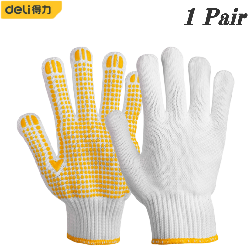 Deli Garden Gloves Gardening Knitted Cotton Gloves Quick Easy To Dig and Plant for Digging Planting Garden Tools 1/12 Pairs: 1pair