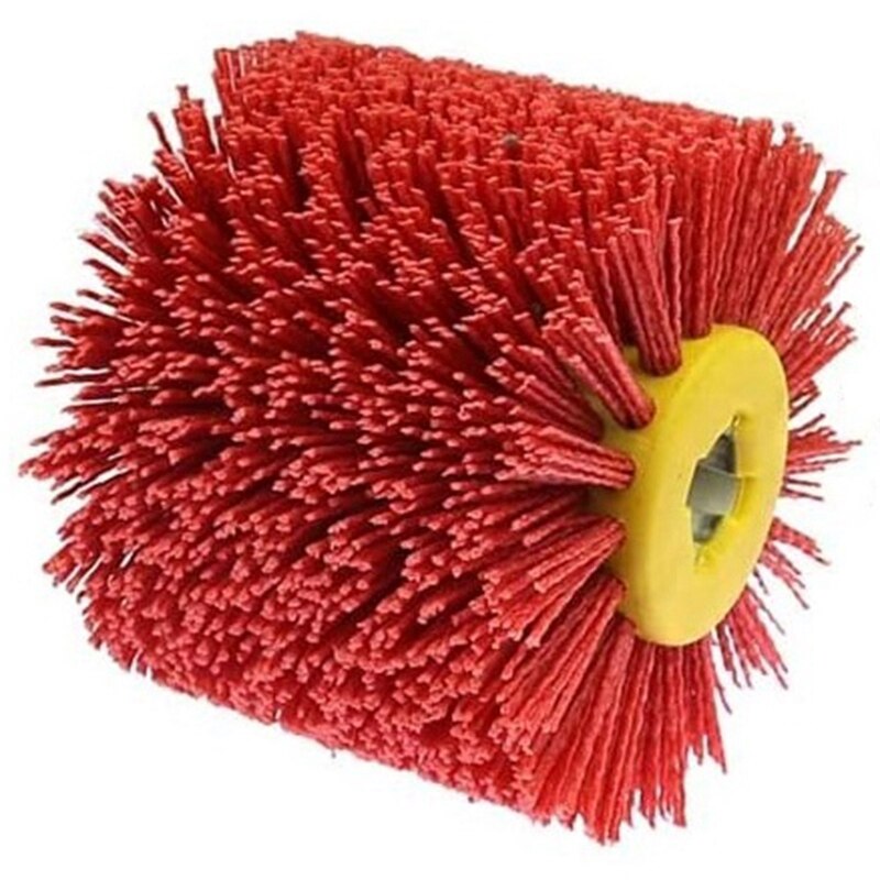 Red Abrasive Wire Drum Brushes Deburring Polishing Buffing Wheel for Furniture Wood Angle Grinder Adapter