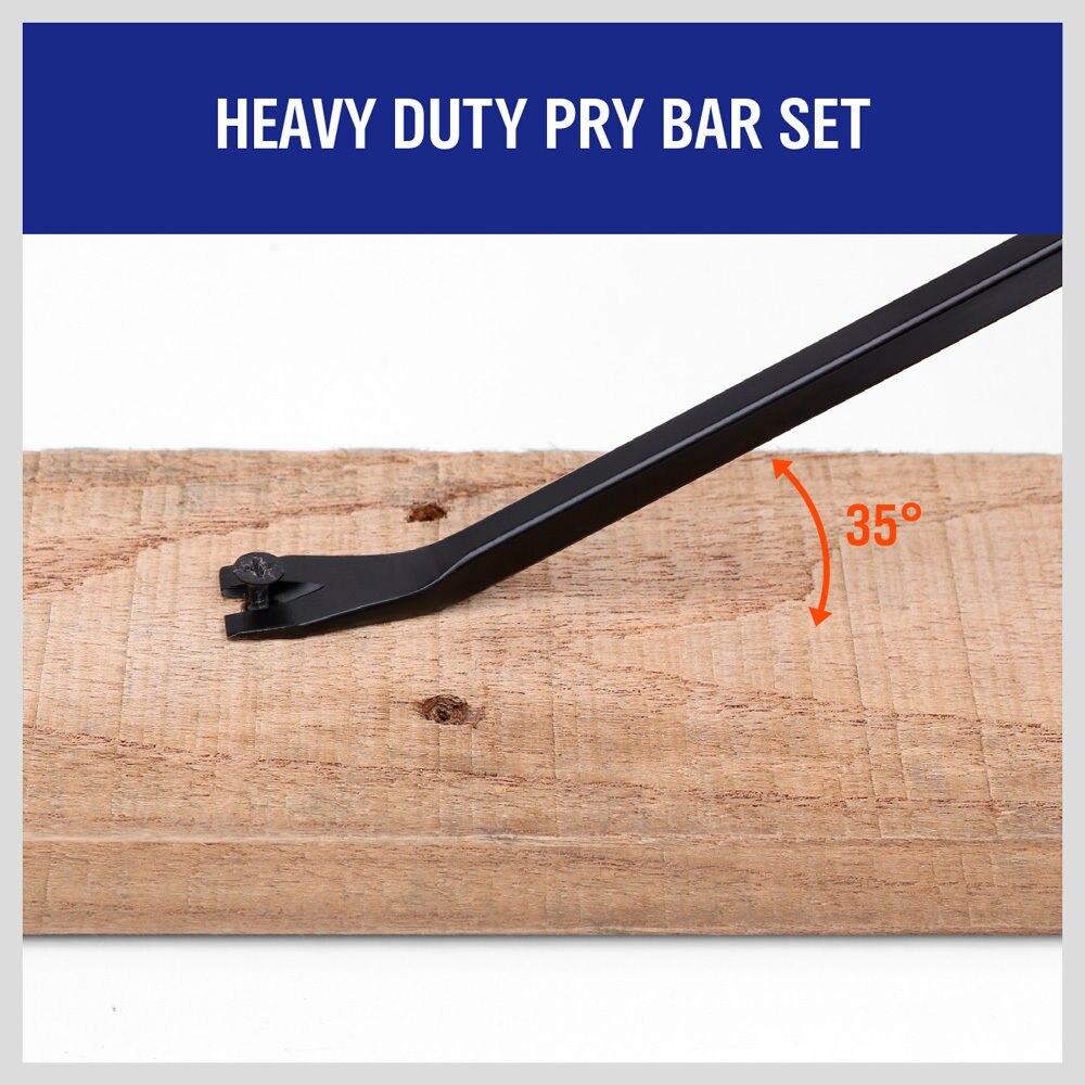 HORUSDY 12" Stanley Crowbar Staple Round Shank Flat Head Pointed Crowbar Pry Bar Pry Tire Rod Repair Hand Tools