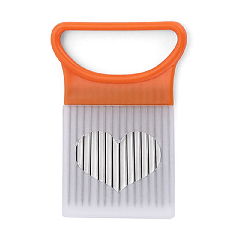 1pc ruostumatonta terästä sipuli leikkuri sipuli haarukka hedelmä vihannekset silppurit viipalointi tomaatti leikkuri veitsi leikkaus turvallinen apu keittiötyökalu: 1pc oranssi