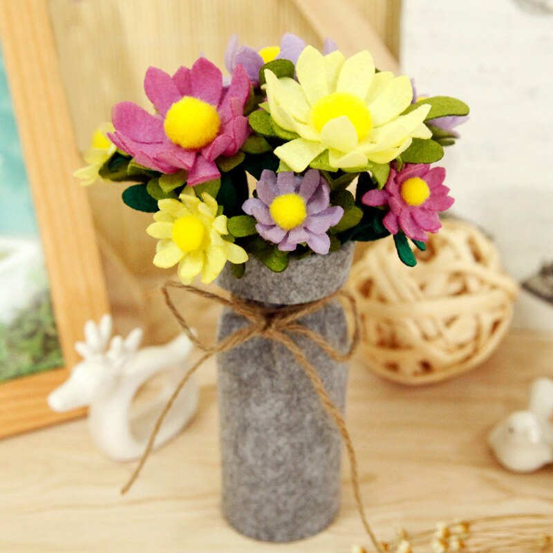 9 Styles Simulation Bouquets Felt DIY Package Free Cut Felt Cloth Handmade Wedding Flower Bridal Bouquets Decoration Home Decor