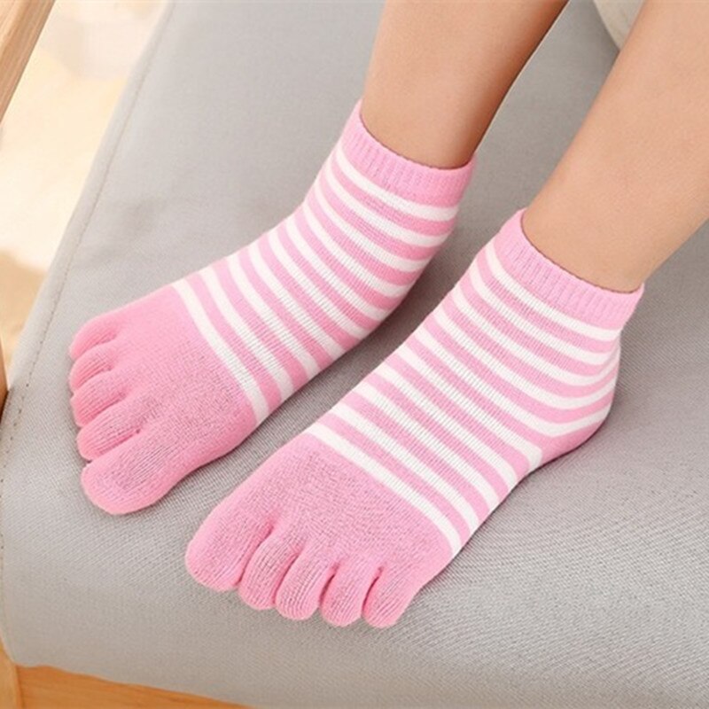 4-12Y Jungen Mädchen lässig Sport Atmungs Fünf-Zehe Socke für freundlicher Socken Mehrfarbig Baumwolle gestreift freundlicher-Finger Kleidung zeug