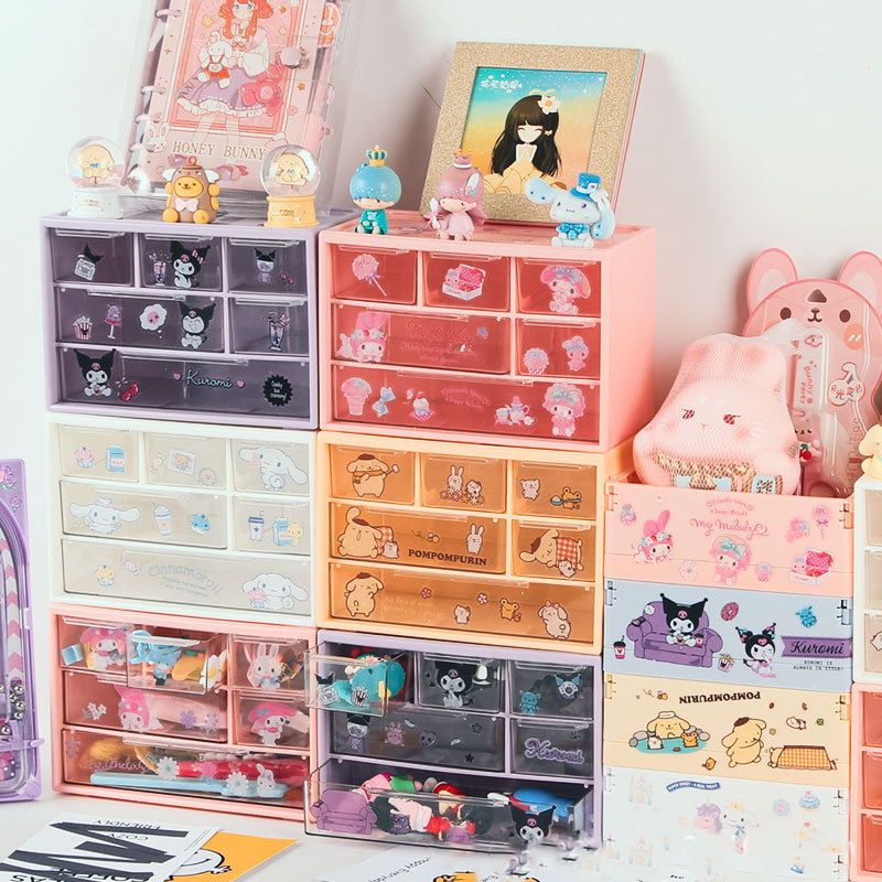 Organisator Opbergdoos Mini Bureauladen Stapelbaar Negen vierkant raster Opbergdoos Haarspeld Sticker Cosmetica Accessoires