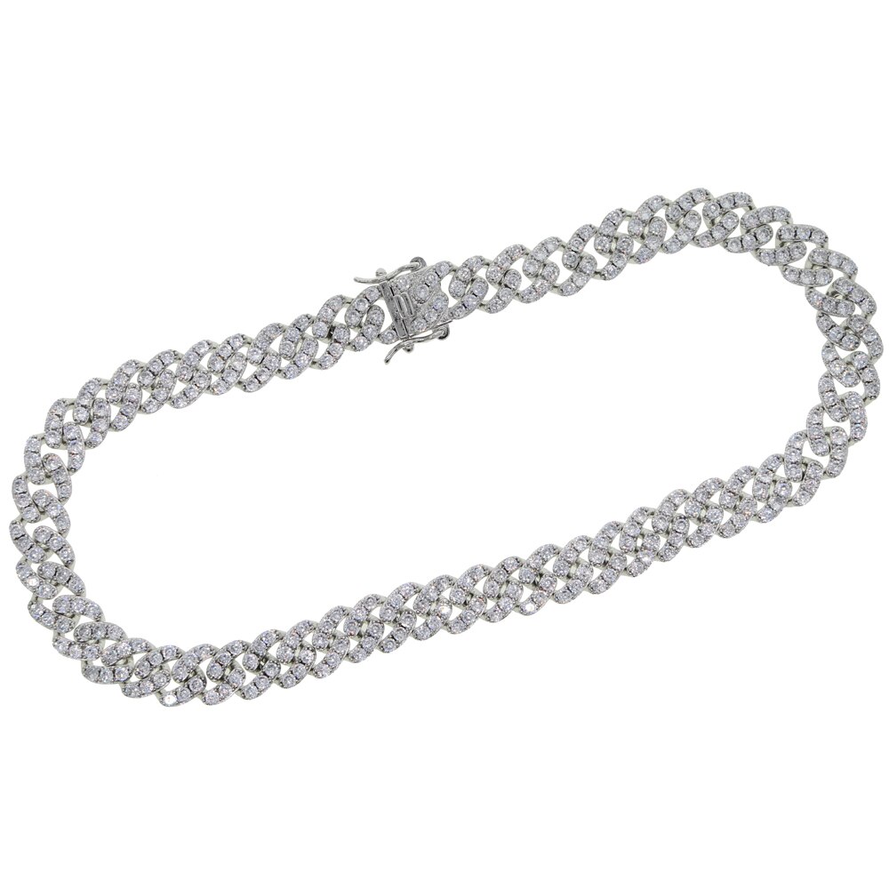 12 millimetri Cubana Miami Link Iced Out 5A cubic zirconia cz Pesante Catena Della Collana Punk Del Choker Bling Bling Pendenti E Ciondoli Hiphop donne degli uomini Dei Monili: silver white cz / 38cm