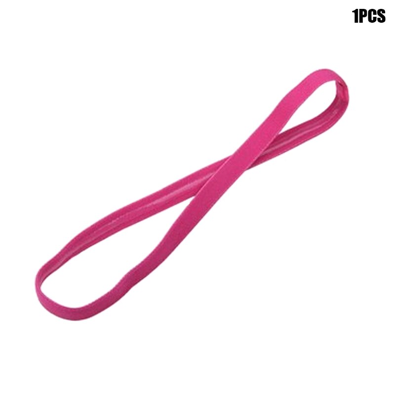 1pcs Head Band Head Wrap Ponytail Holder Elastic Solid Color Hair Rope Band NIN668: rose red