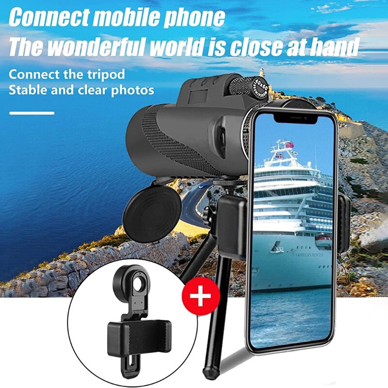 Tongdaytech-telescopio Monocular de 40x60 MM, Lente teleobjetivo con Zoom para cámara de teléfono móvil, con trípode, para Iphone, Samsung, Xiaomi, Lente para Smartphone