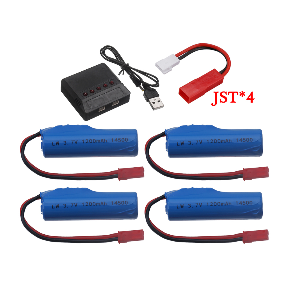 Batería recargable de iones de litio para coche teledirigido, Pila de 14500 V y 3,7 mAh con enchufe JST para coche teledirigido, volquete, juguetes de Control remoto: YELLOW