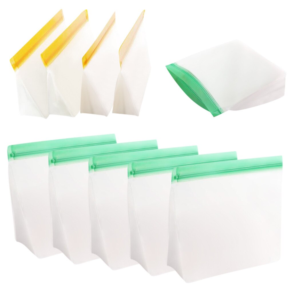 10pcs Thicken PEVA Food Storage Reusable Silicone Fresh Bags Moistureproof Refrigerator Sealed Bag Ziplock Kitchen Organizer: H