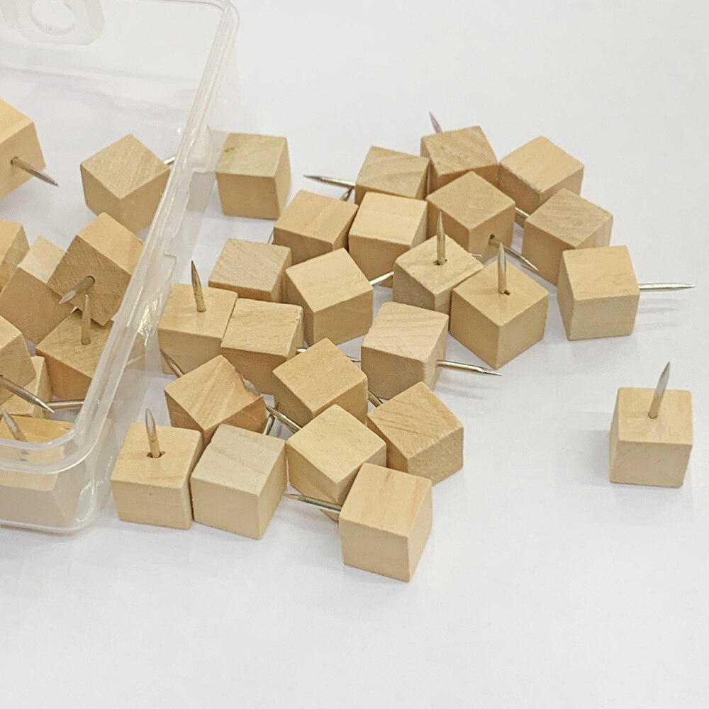 75Pcs Hout Punaise Punaise Stud Decoratieve Diy Tool Briefpapier (Willekeurige Stijl)