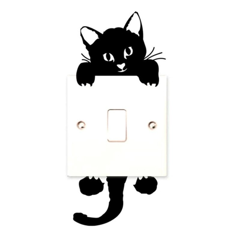 Cute Cat Wall Stickers Light Switch Decor Decals Art Mural Baby Nursery Room Sticker PVC Wallpaper for Living Room