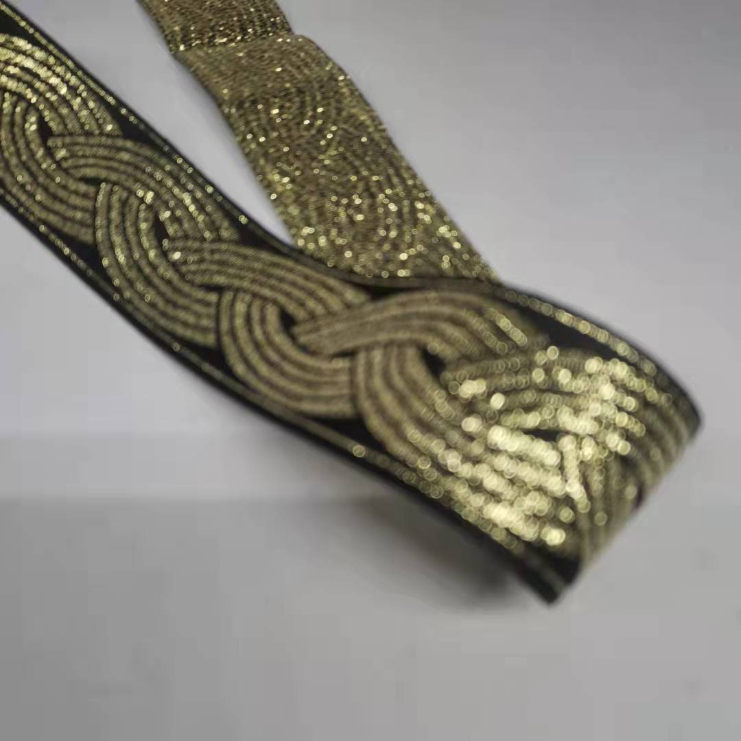 Big Jacquard Shimmer Woven Ribbon Stripe Ethnic Belt 9 Yards Dog Webbing DIY Trim