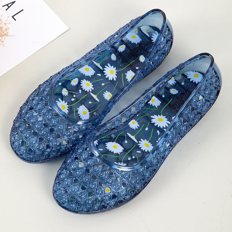 Sandalen Slippers Kristal Sandalen Vrouwelijke Vogel Nest Baotou Ademend Zachte Bodem Thuis Sandalen Moeder Sandalen V213: blue / 6