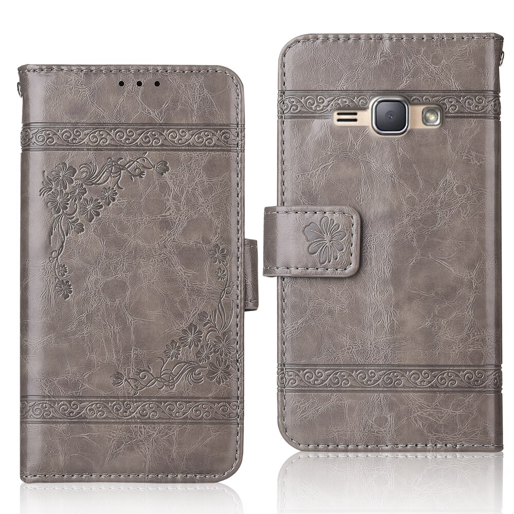 J1 J120 J120F SM-J120F Case Flip Portemonnee Lederen Case Voor Op Samsung Galaxy J1 J120 Back Cover J12016 J 120 Coque: oil-Grey