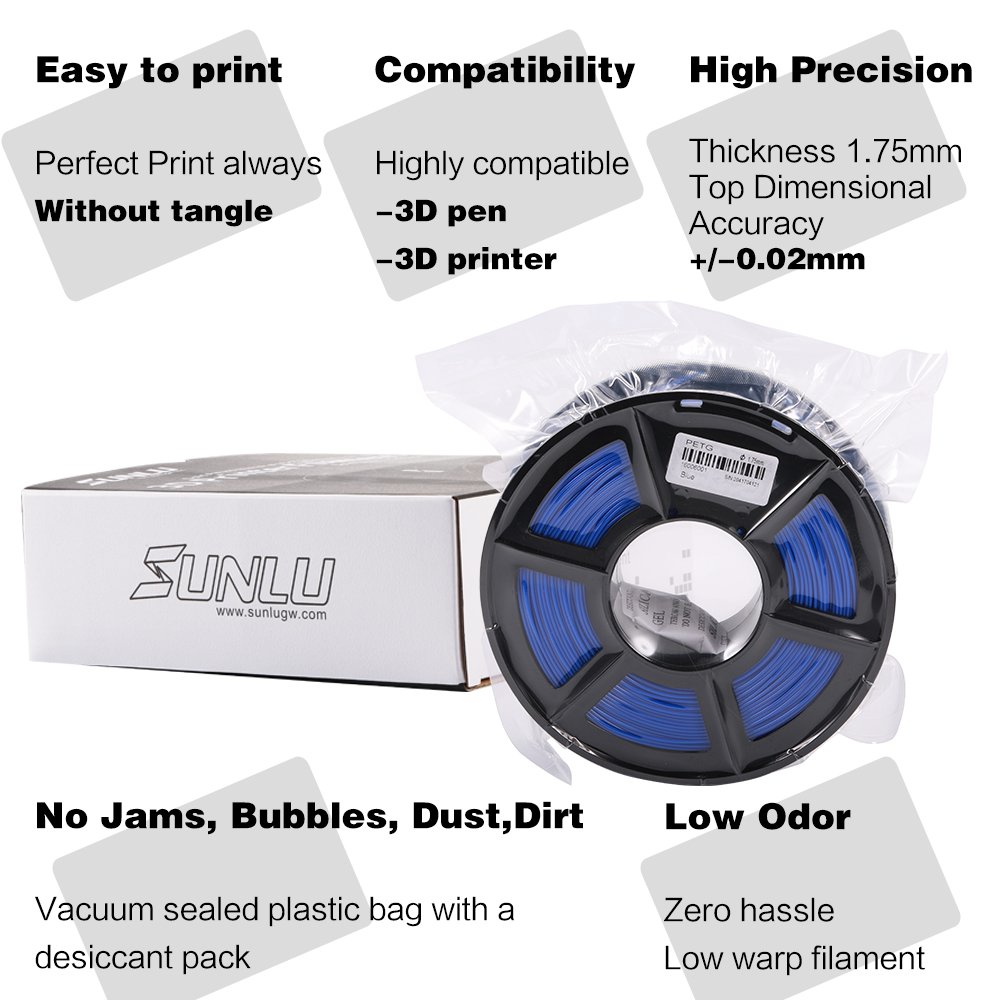 SUNLU – Filament pour impression 3D, consommable d&#39;imprimante en PETG, bonne résistance, 1.75MM