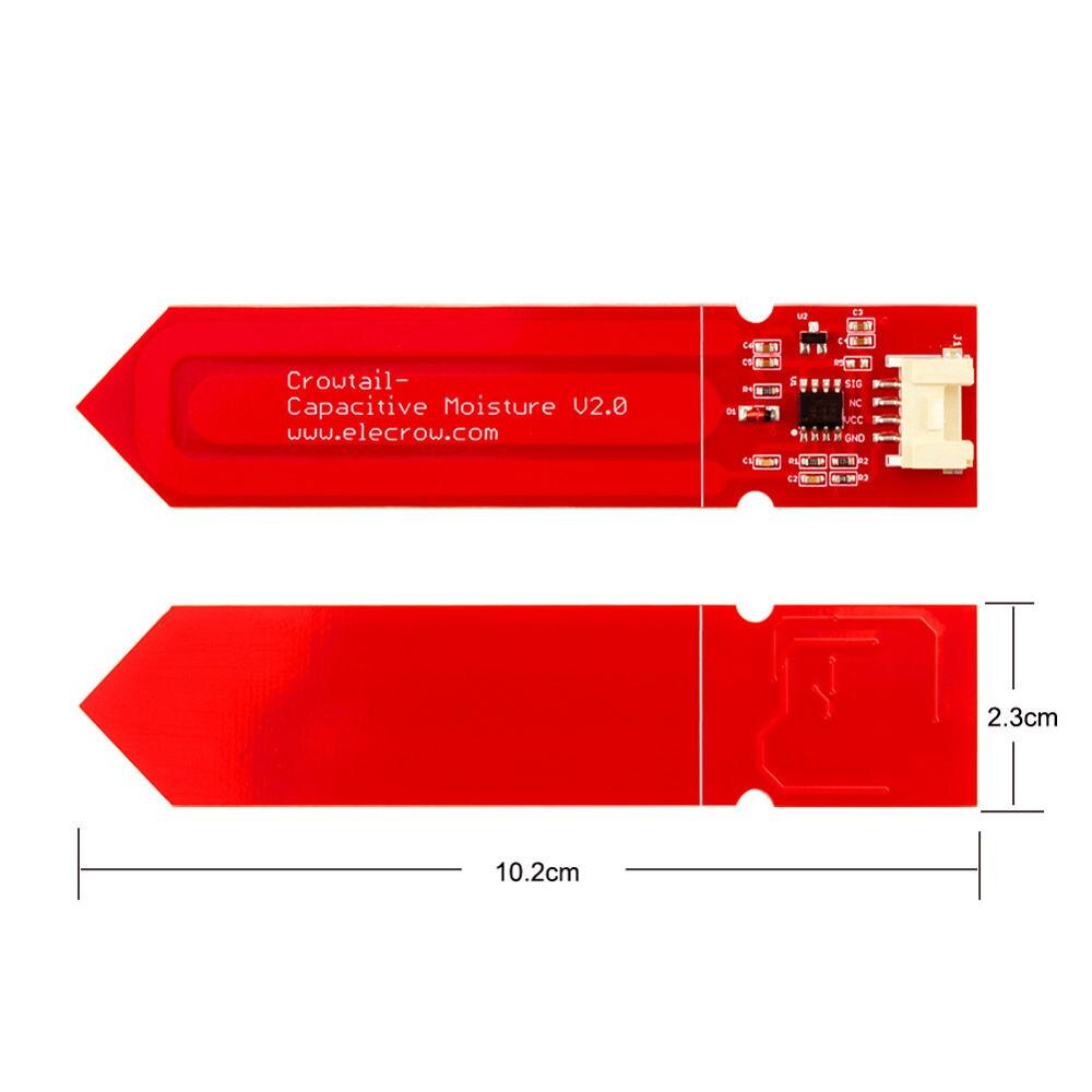 Elecrow-Sensor capacitivo de humedad del suelo para Arduino, sensores de medición de humedad del suelo para Kit de planta de riego inteligente, bricolaje, 5 unids/lote: Default Title