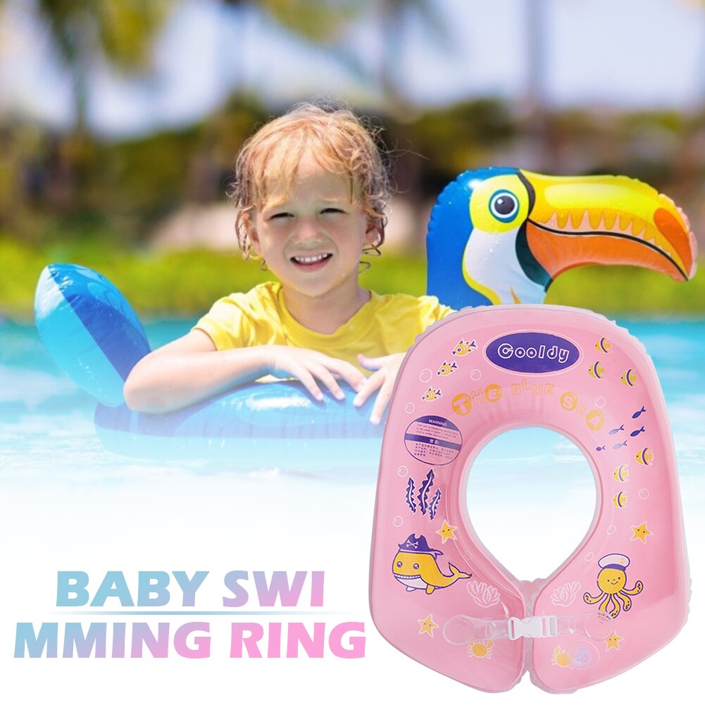 Anillo flotador inflable con estampado de dibujos animados para bebidas, bolsa de aire en capas para verano