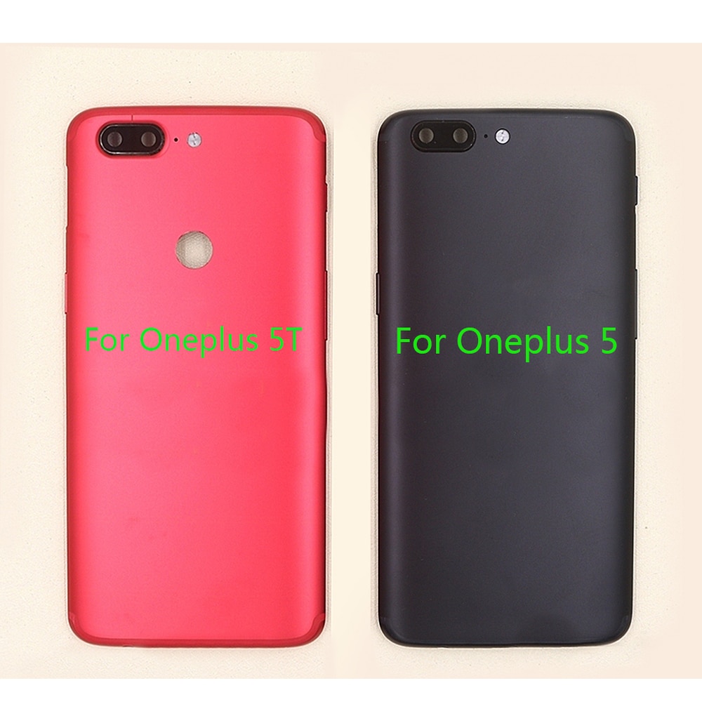 Cubierta trasera de la batería de la carcasa para Oneplus 5T A5010 5 A5000 teclas laterales + cubierta trasera de la batería de cristal de la cámara para oneplus 5 5T