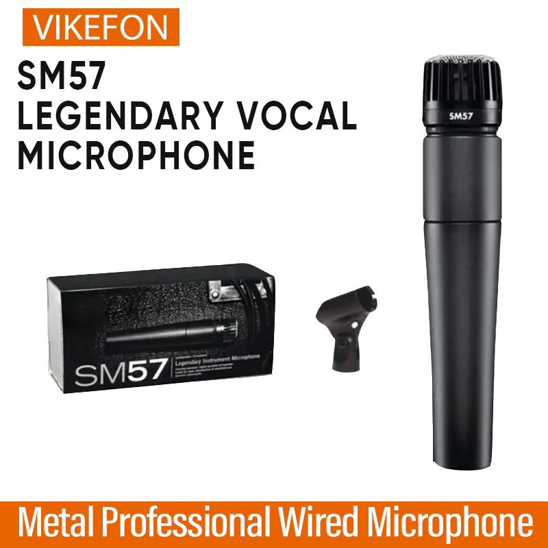 Microfone dinâmico cardióide sm57 de metal para palco cantando microfone profissional com fio para shure karaokê bbbox gravação vocal