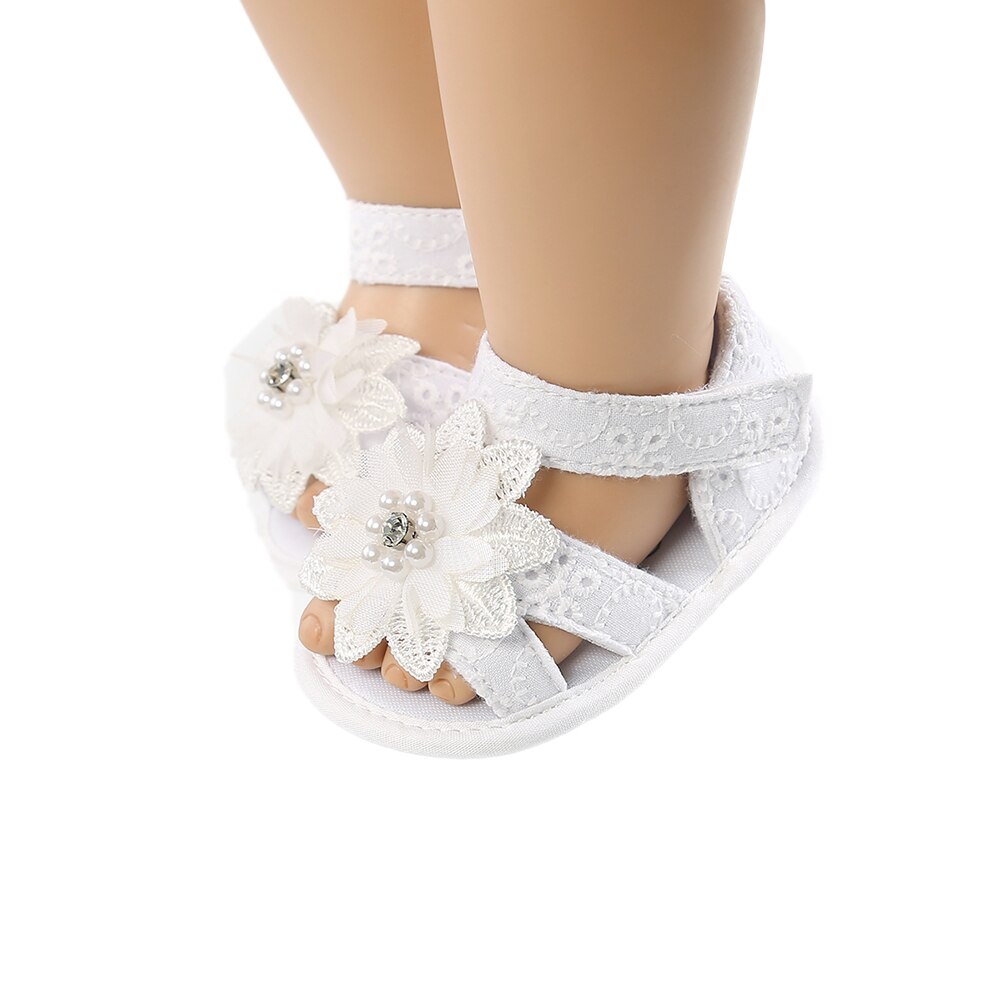 Sandales d'été en dentelle pour bébés filles de 0 à 18 mois, chaussures de princesse en coton à semelle souple