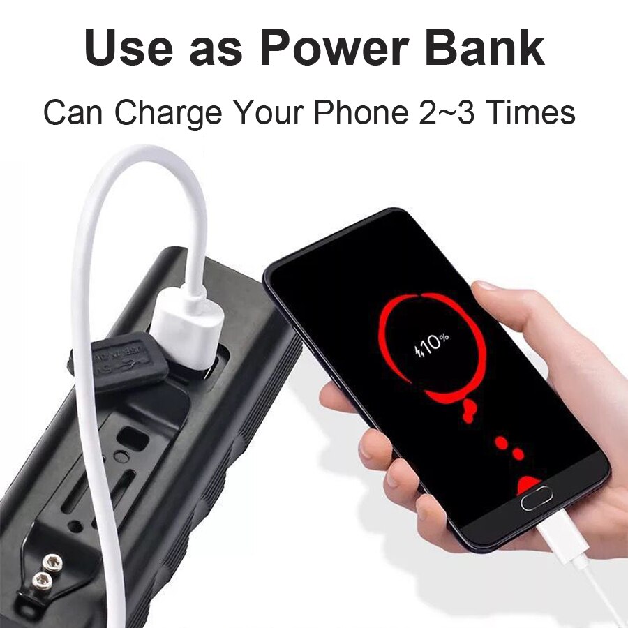 NEWBOLER Powerful 10,000mAh Bicycle Light 5 Leds USB Rechargeable T6 Bike Light Flashlight MTB Cycling Accessories as Power Bank