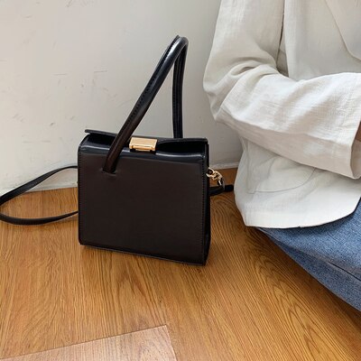 Vento Marea sac à bandoulière en cuir pour femmes boîte concepteur solide femme blanc sacs à main dames rabat sacs à main: Black