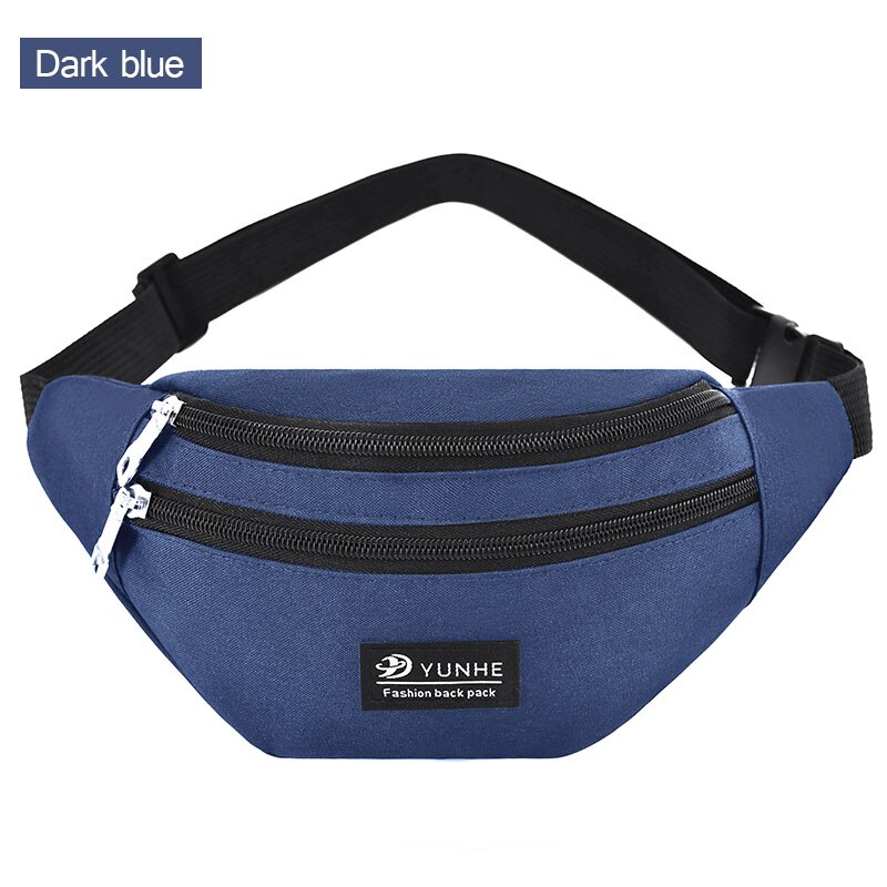 AIREEBAY Waist Bag Women Three Zipper Pocket Chest Handbag Unisex Fanny Pack Ladies Waist Pack Belly Bags Purse: A4157deepblue