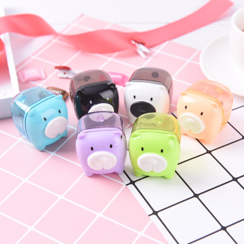 1 Pcs Candy Color Little Pig Pencil Sharpener Kawaii Cartoon Animal Pencil Sharpener For Student Stationery