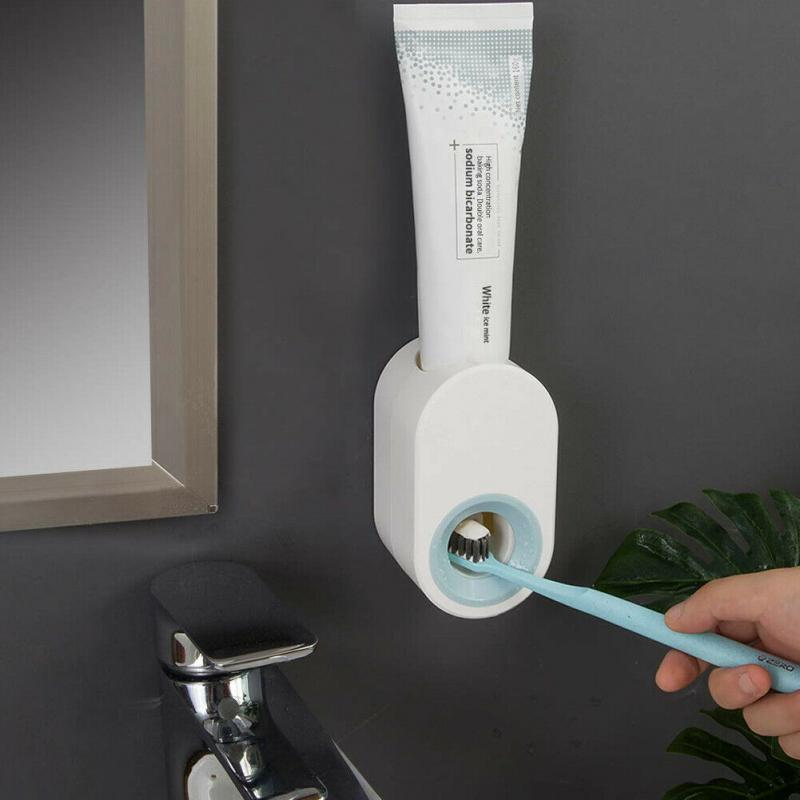 Toothbrush Holder Set Toothpaste Dispenser Wall Mount Stand Bathroom Accessories Set Rolling Automatic Squeezer Family Hygienic