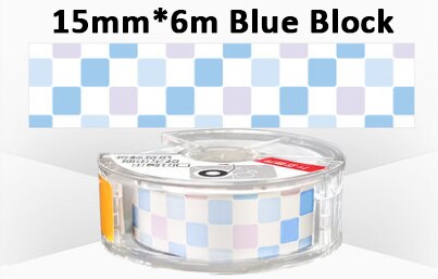 15mm*6meters Thermal Label tape Mini cute sticker for Seabird Label Printer use and office home: Blue Block
