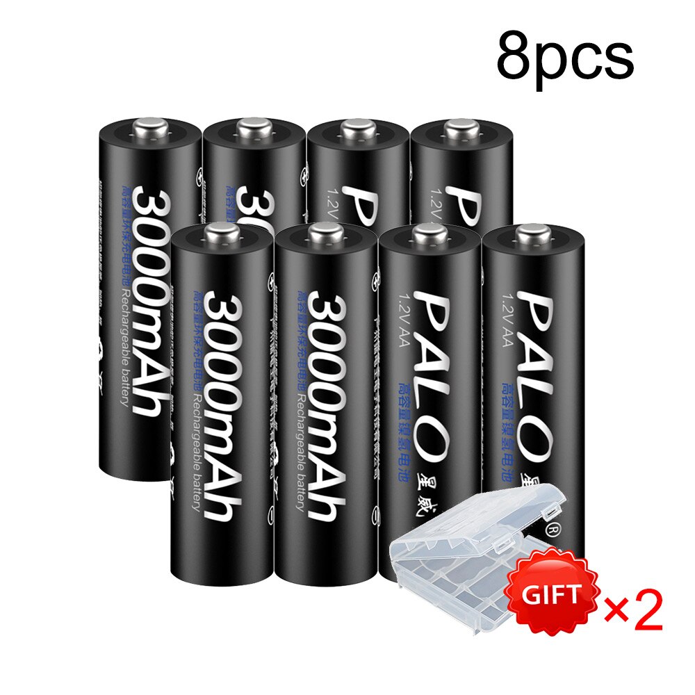 PALO LCD smart AA battery charger for AA AAA rechargeable battery +1.2V NI-MH 3000mAh AA rechargeable batteries for camera toy