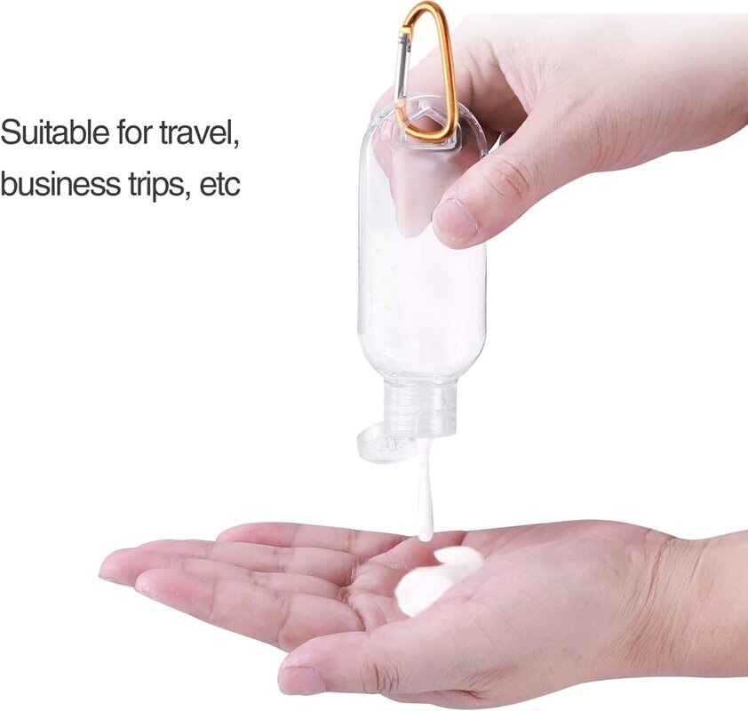 30ml 50ml Refillable Bottles with Hook Hand Sanitizer Containers Travel Bottles Alcohol Container Transparent Bottle Random Hook