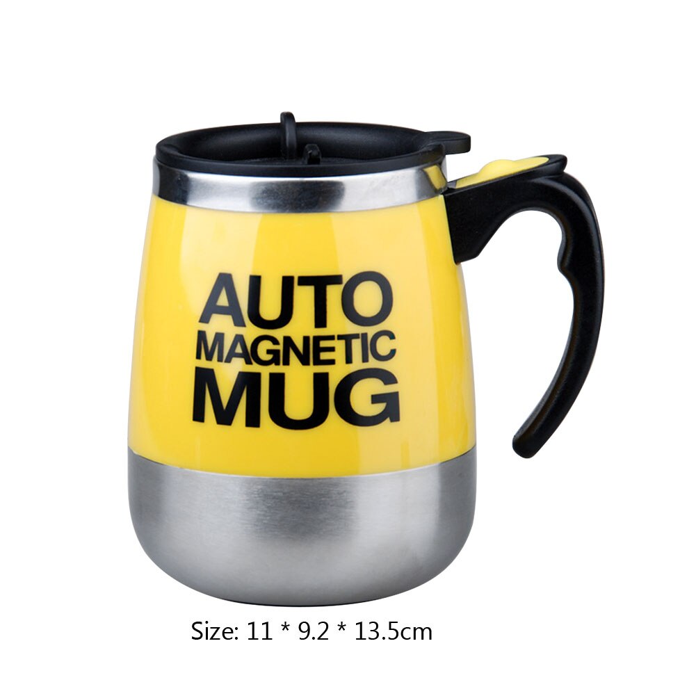 Automatic Self Stirring Magnetic Mug Stainless Steel Self Stirring Mug with Lid Auto Electric Coffee Milk Mixing Cup Thermal Cup: Yellow