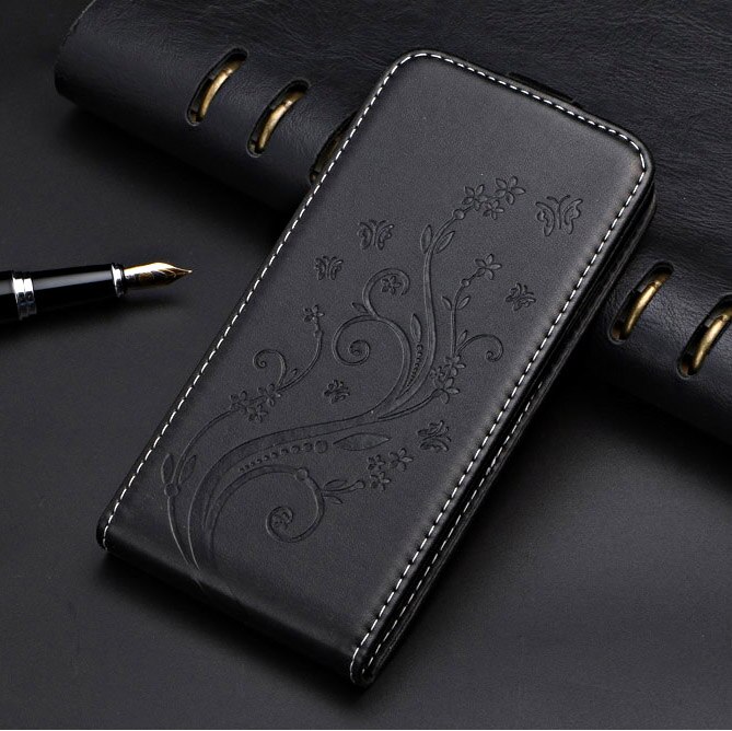Leather Vintage Flip Case For Samsung Galaxy J3 ) J310 J320 Cover PU Leather Plain Cute Phone Bag Fundas: flower black