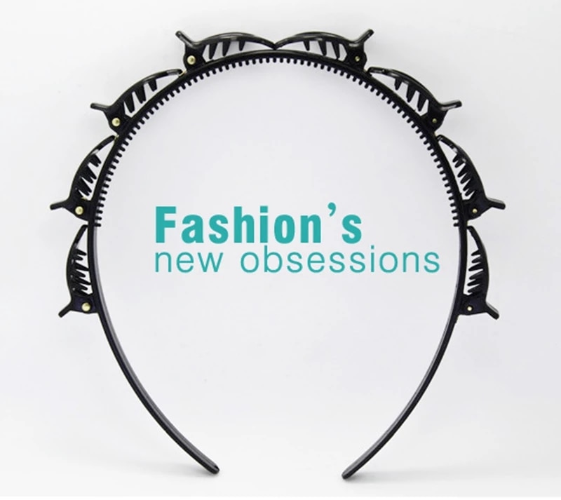 Black Rhinestone Braider Hair Clip Burst Pin Hairdo Bring Hair Hoop Multi-storey Wisp Air Weave Head Hoop 8 in 1 Styling Tool