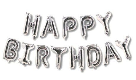 13pcs/set Cute HAPPY BIRTHDAY Alphabet Letters Balloons Party Decoration Engagement Aluminum Foil Membrane Ballons: Silver