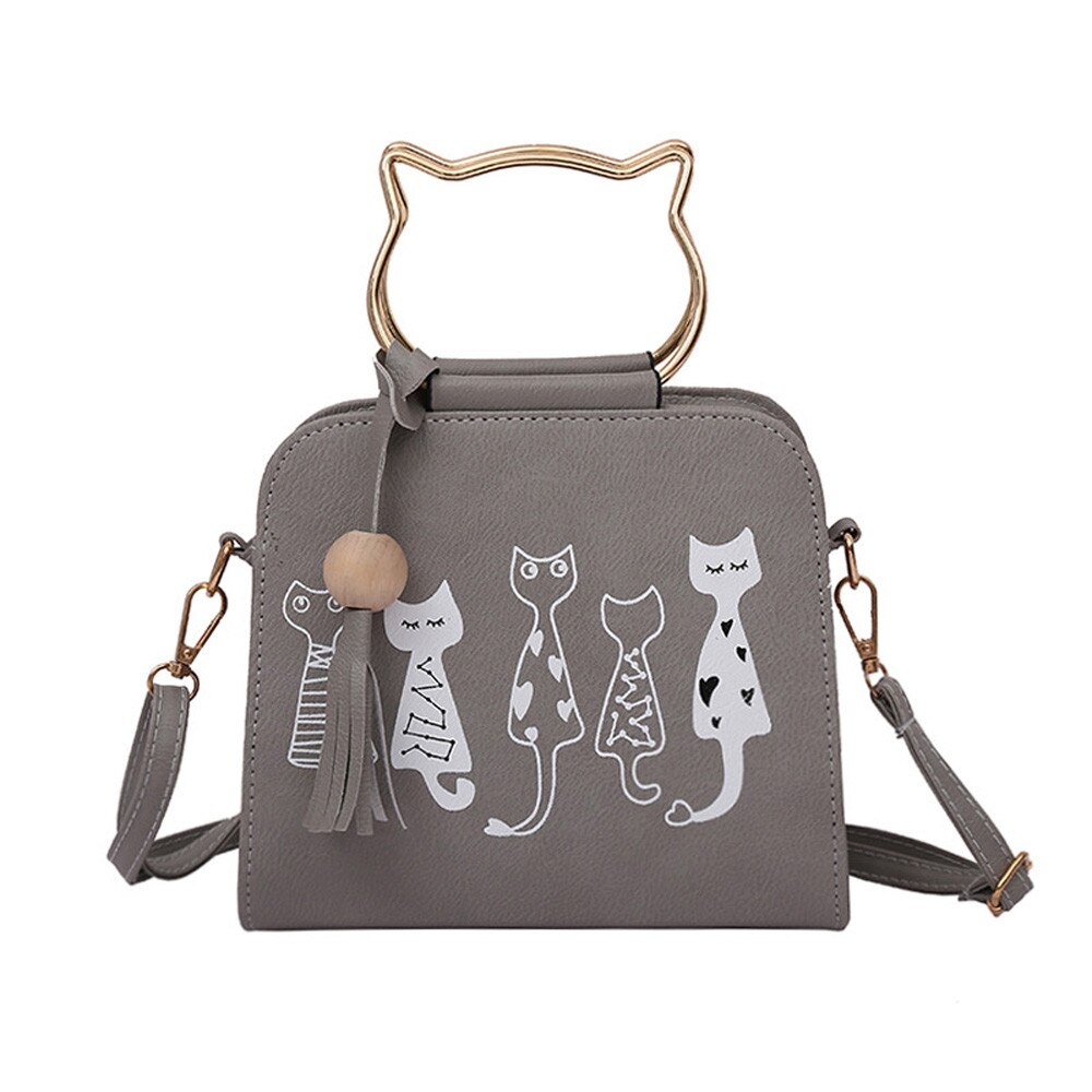 Animal Messenger Bag Women Handbags Cat Rabbit Patter Pattern Shoulder Crossbody Bag Luxury Handbags Women Bags #NG: Gray