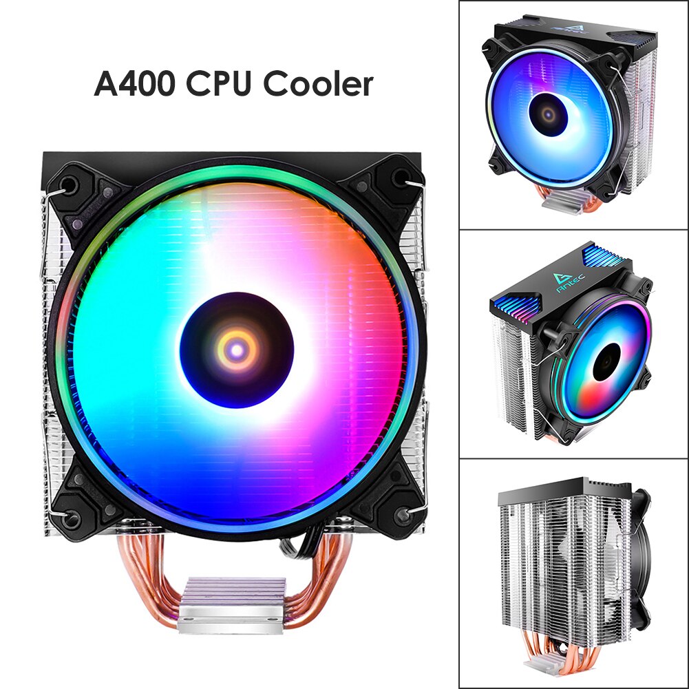 Antec A400 Gpu Computer Waterkoeling Systeem Waterblok Rgb Cpu Luchtkoeler 4 Heatpipe 120Mm Fan Cpu Koeler Voor amd Am Fm Lga