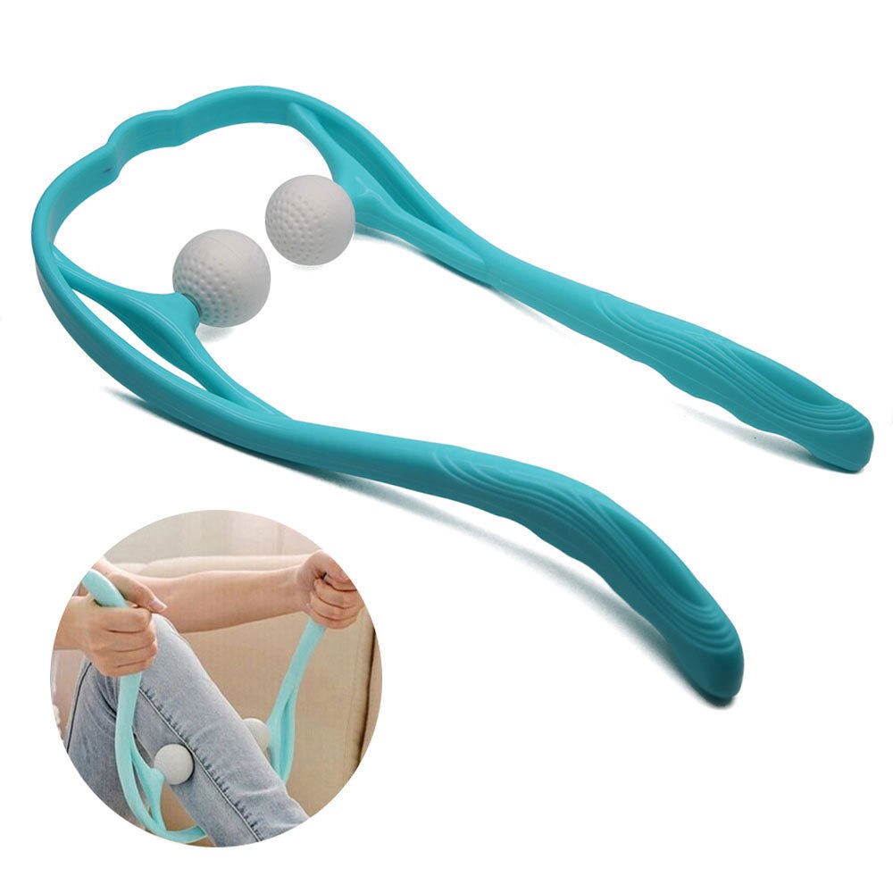 Druk Therapie Nek Massage Tool Druk Verlichten Hand Roller Massage Nek Schouder Dual Trigger Punt Zelf Massager: Blauw