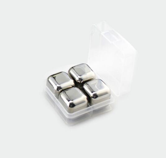 Cubos de hielo de acero inoxidable, piedra de hielo, piedra fría glaciar Rock, refrigerador de bebidas ordenado, piedras de gel para vino y whisky, gran: 4 pcs