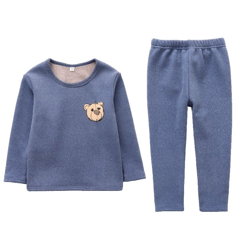 Pijamas cálidos para niños y niñas, traje acolchado de terciopelo, pantalones de fondo, ropa de invierno