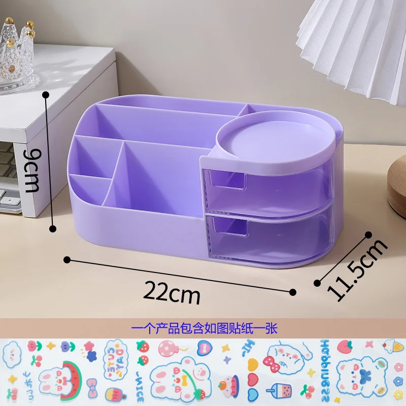 Gjennomsiktig oppbevaringsboks for skuff på skrivebordet kosmetikkorganisator studentpennholder skole kontorrekvisita: Svart