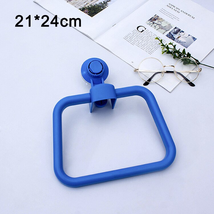 Strong Suction Cup Towel Hanger Ring Bathroom Punch-free Plastic Towel Rack Bathroom Toilet Kitchen Seamless Cleaning Rug Holder: Blue