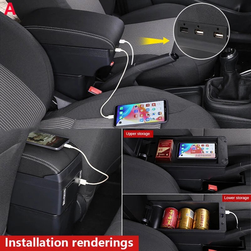 For Renault Clio 4 Captur Armrest For Renault Captur armrest box accessories Storage box cup holder ashtray USB LED
