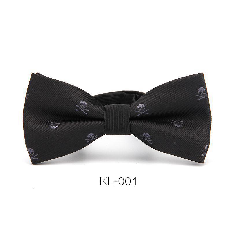 Pajarita ajustable de calavera para hombre, nueva corbata de lazo a la para ocio, color negro, vino y rojo,: KL001