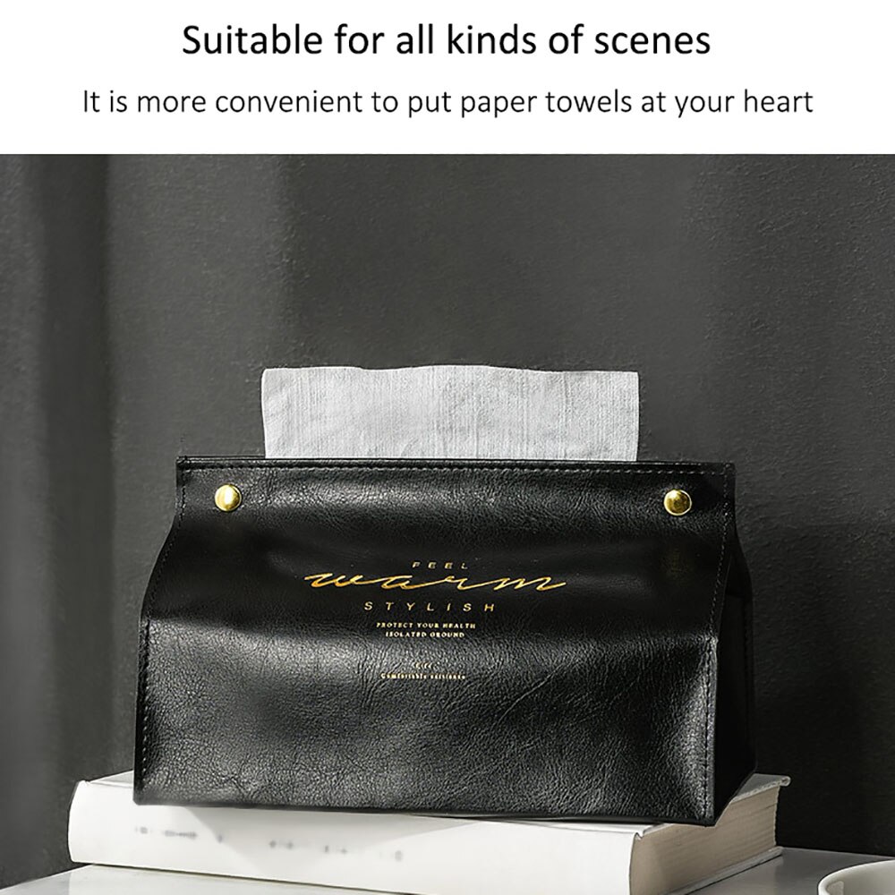 TiOODRE-servilletero plegable de cuero PU, caja de almacenamiento de papel, decoración de mesa, buena apariencia, caja de pañuelos