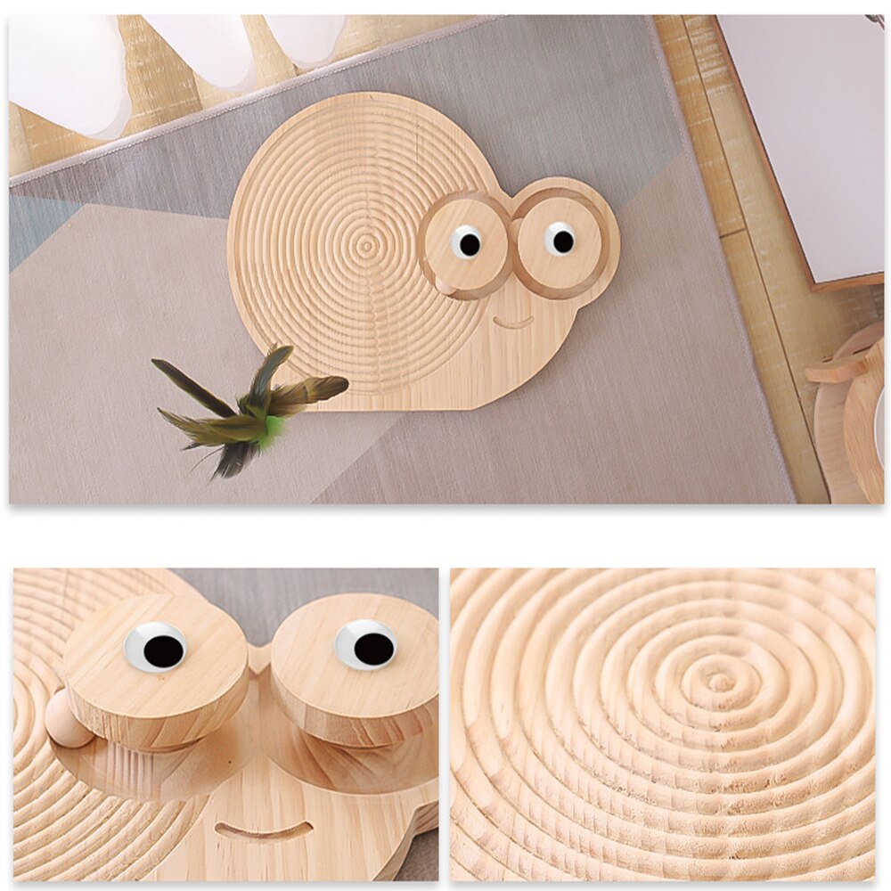 Wooden Cat Scratching Post Solid Wood Scratching Board Turntable Lovely Cat Teaser Grinding Claws Toy Wear-Resisting Kitten Toy