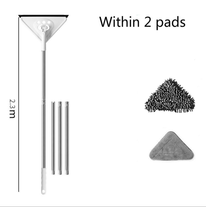 Vip Dropshipping prodotti per la pulizia della casa triangolo Mocio per lavare vetro facile soffitto polvere parete pavimento pianoforte finestre telescopiche: 2.3M within 2 pads