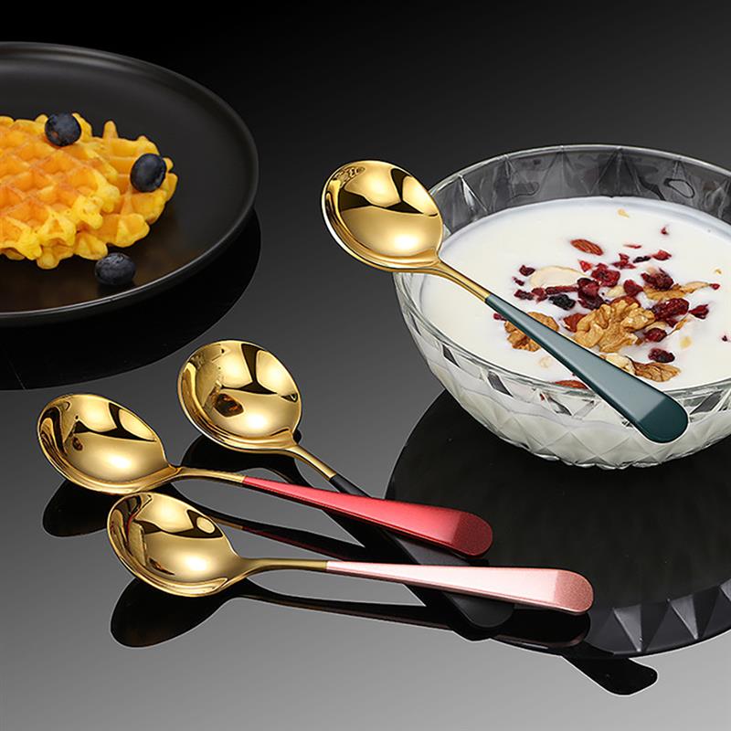 Kleurrijke Soep Lepel Elegante Koffie Lepels Rvs Dessert Lepels Keukengerei Mode Ronde Lepels Servies